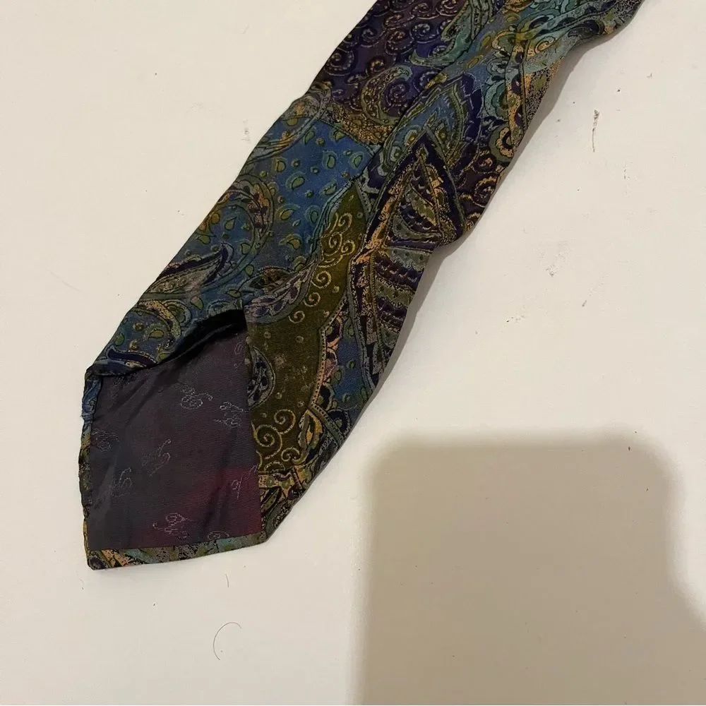 Havana Fashion Tie Rack Paisley Blue Green Viscose Mens Neck Tie Career